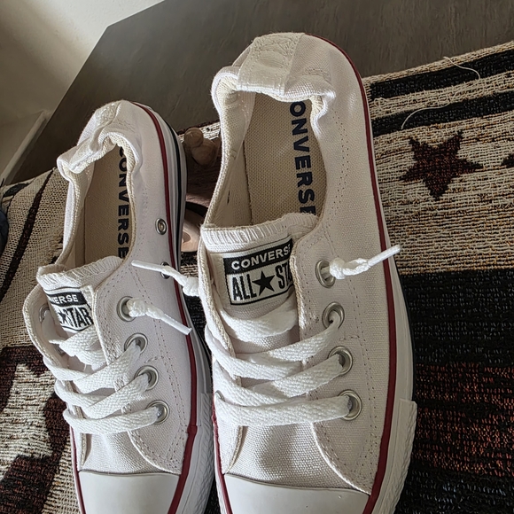 Converse White Canvas Sneakers with Red Stripe - Picture 3 of 7